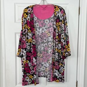Cuddl Duds Floral Cardigan - Pink, Yellow, White, Black